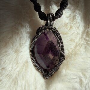 Amethyst Stone Pendant Hand Crafted